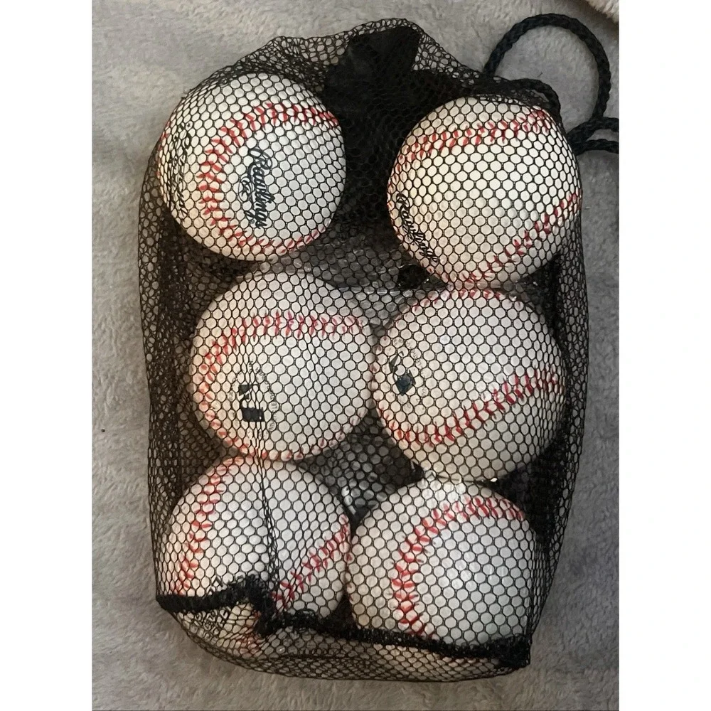 Rawlings Lot of 6 Official OLB3 League 5oz 9in Baseballs Synthetic Leather W/Bag